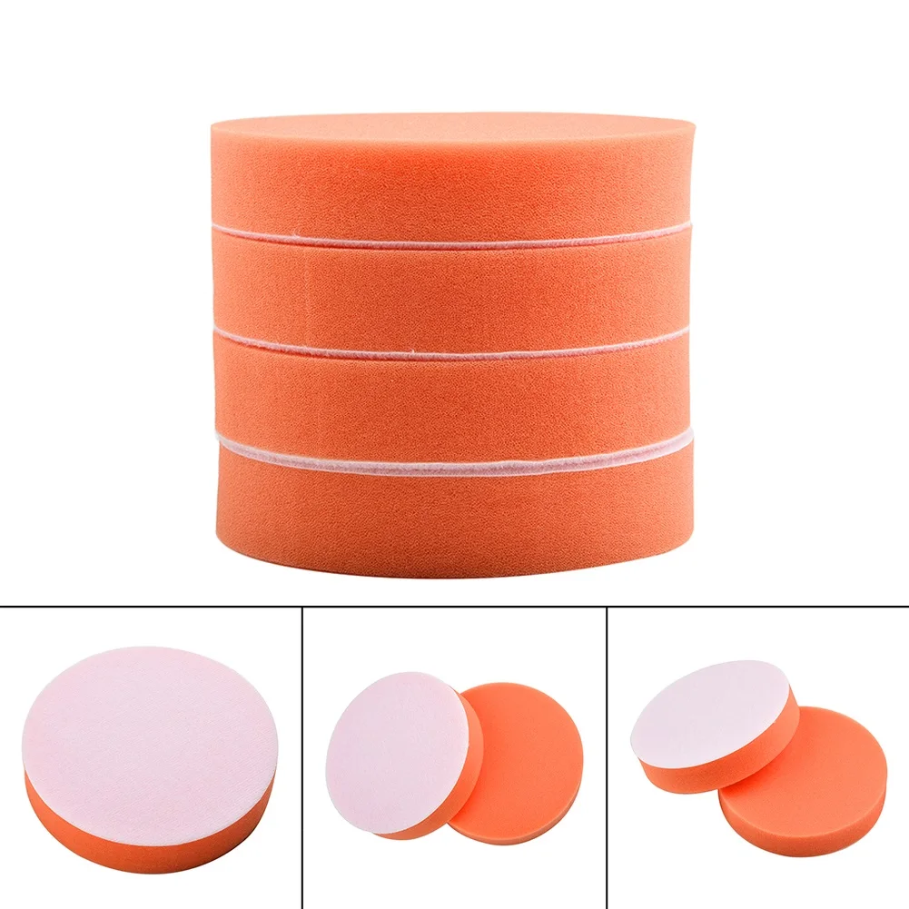 

4PCS 125mm/5" Cars Polishing Buffing Pad Flat Orange Sponge Polisher Buffer Waxing Pads Auto Van Glass Ceramic Polishing Tools