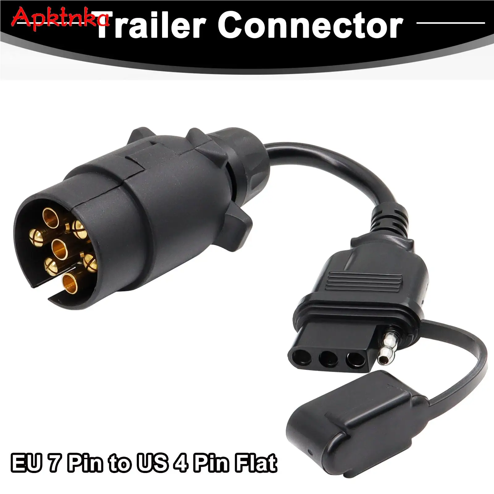 

EU to US Trailer Light Converter 7 Pin Round Adapter European Trailer to 4 pin flat Socket American Vehicle Tow Hitch Wire Plug