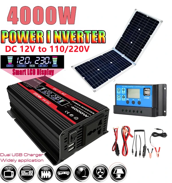 Solar Panel Inverter Kit Dc12V To Ac 220V Solar System Complete With  Controller