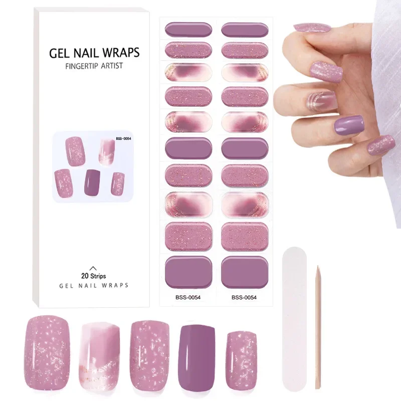 

Semi Cured Gel Nail Polish Strips Full Cover UV/LED Lamp Need Wraps Fingertip Artist Self-Adhesive Girl Beauty Nails Stickers