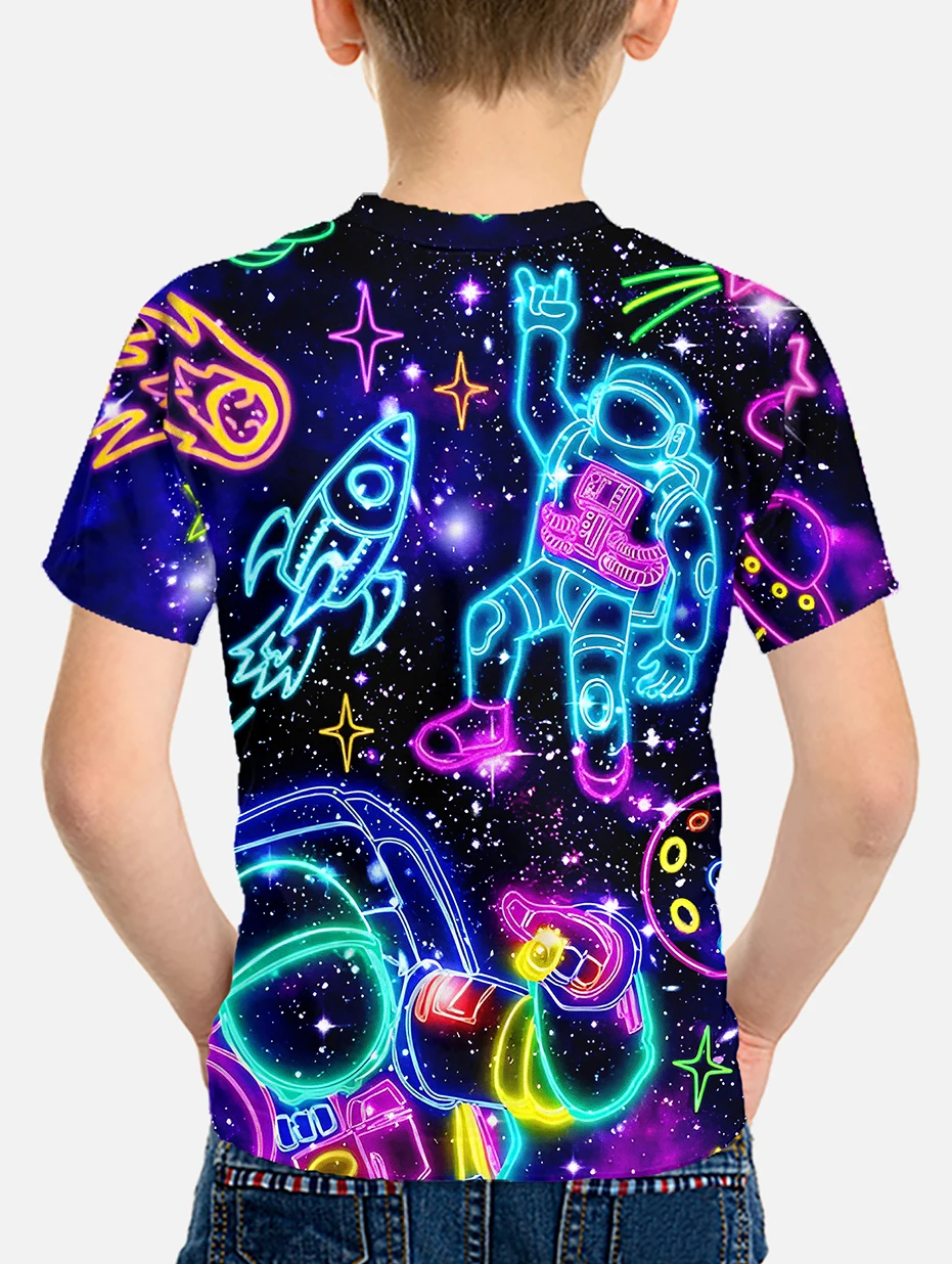 T-shirty Korean Children's Clothes 2024 Kids Neon Colorful Light Spring Clothes Children's Boy's Clothing Tops T-shirt for a Boy 2