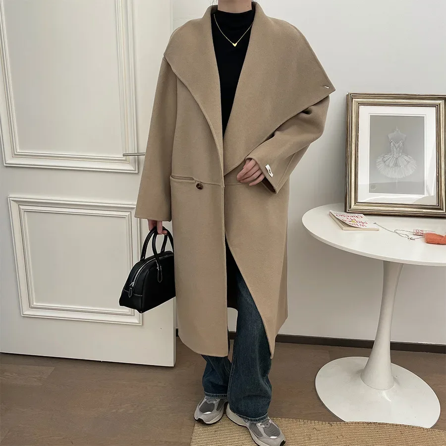 

Asymmetric Woolen Coat Autumn and Winter 2023 New Fashion Casaul Wool Long Sleeve Korean Style Woolen Coat Women