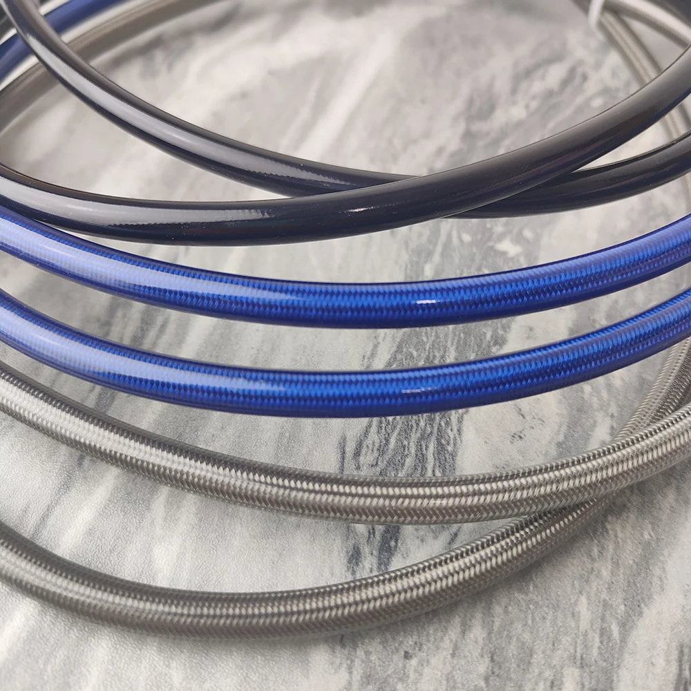 Hydraulic Brake Hose Titanium Gold M8/M10 Banjo Motorcycle Hydraulic Brake Hose Tube Line 30~400cm Cable Pipe Line Steel Mesh Braided Oil Hose ATV