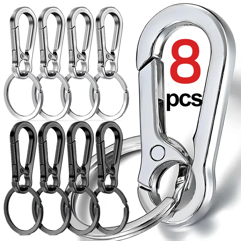 Metal Keychain 4/8Pcs Carabiner Clip Shape Key Ring Holder Clips Hook Organizer Car Keys Finder