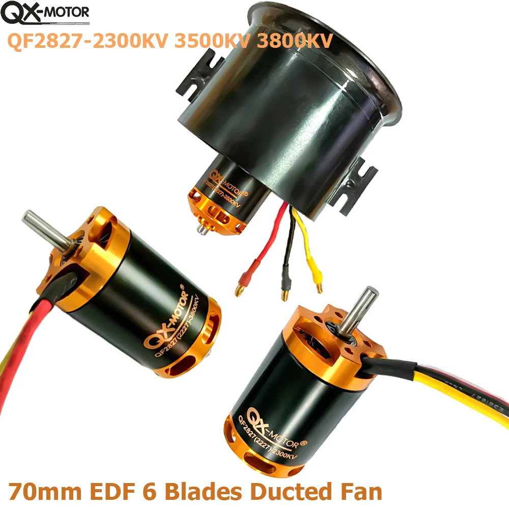 

QX-Motor QF2827 70MM EDF Ducted 6 Blades Fan 2300KV 3500KV 3800KV Brushless Motor For Remote control toys Model Parts