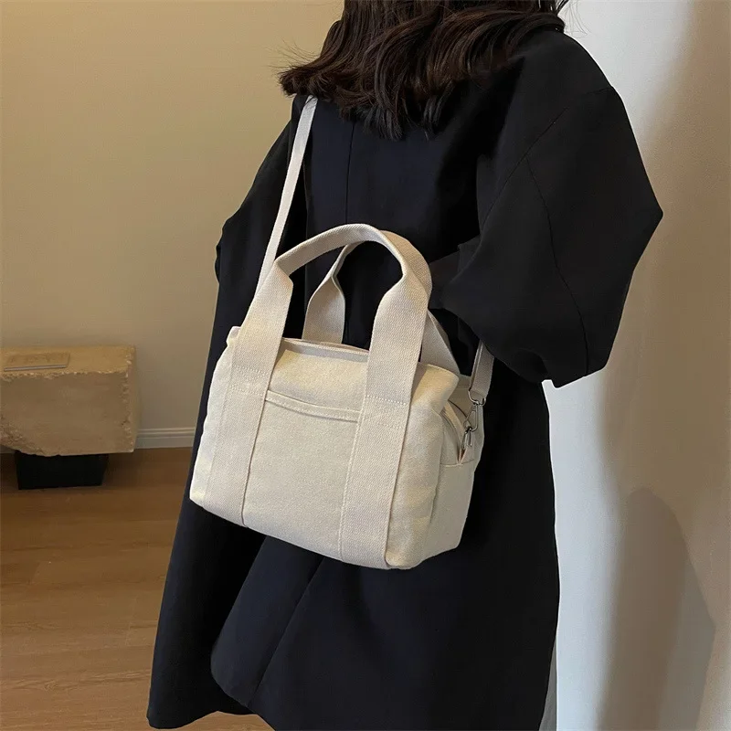 

New Canvas Bag Handheld One Shoulder Crossbody Women's Small Bag Thickened Thousand Layer Large Capacity Commuter Bag