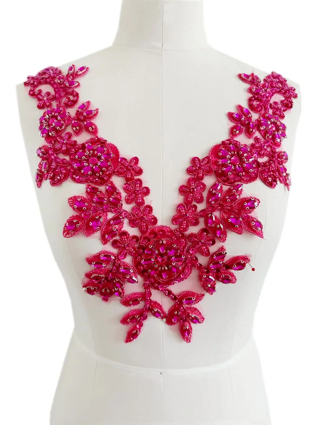 Applique Di Lusso Fatta A Mano Con Cristalli, Perline E Paillettes Su Pizzo - Blu, Per Abiti Da Sposa O Decorazioni
