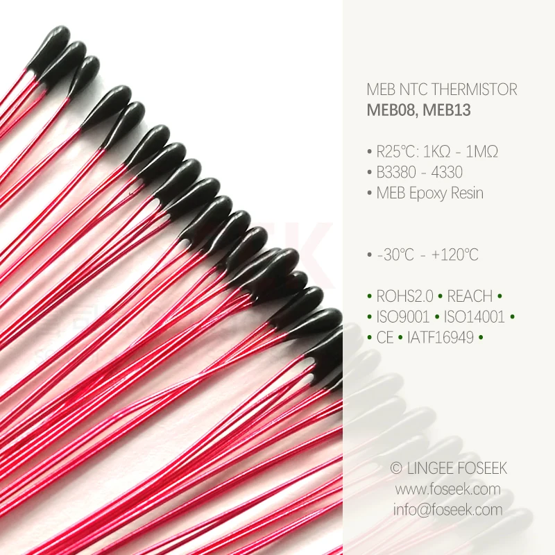 Lingee MEB08 0.80mm Epoxy resin NTC Thermistor Temperature Sensor