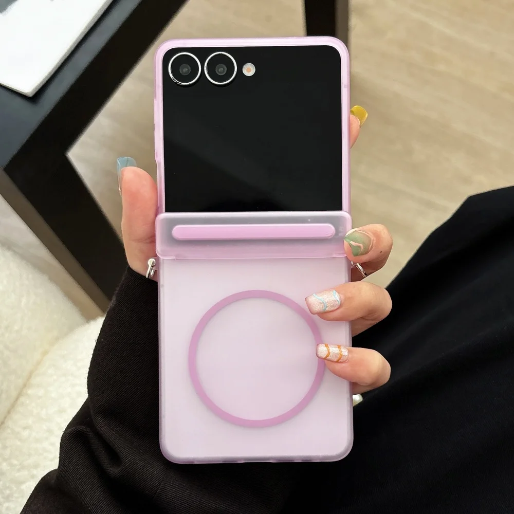 Matte Magnetic Wireless Charging Hinge Phone Case - Shockproof Ultra-Thin Hard Cover