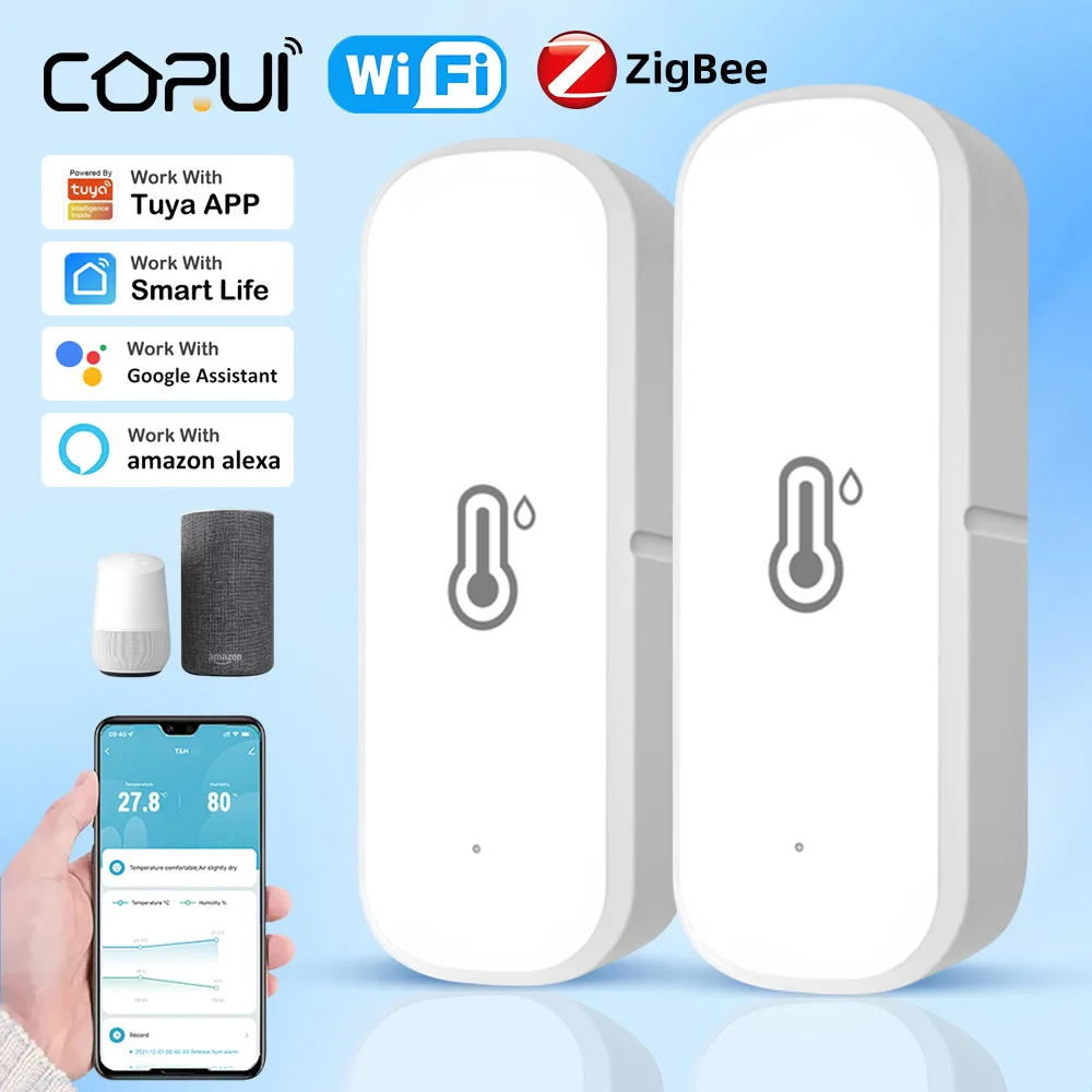 Датчик температуры и влажности Tuya Zigbee/Wi-Fi