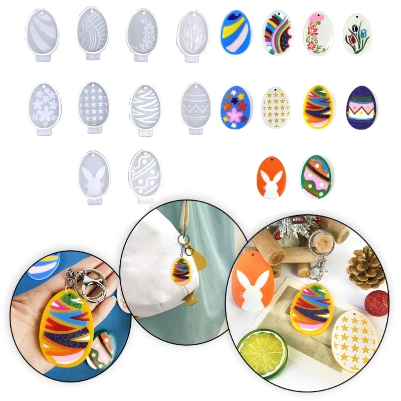 

Handmade Silicone Mold Easter Eggs Pendant Resin Molds DIY Keychain Tags Drop Dangle Earring Mould Jewelry Making Tools