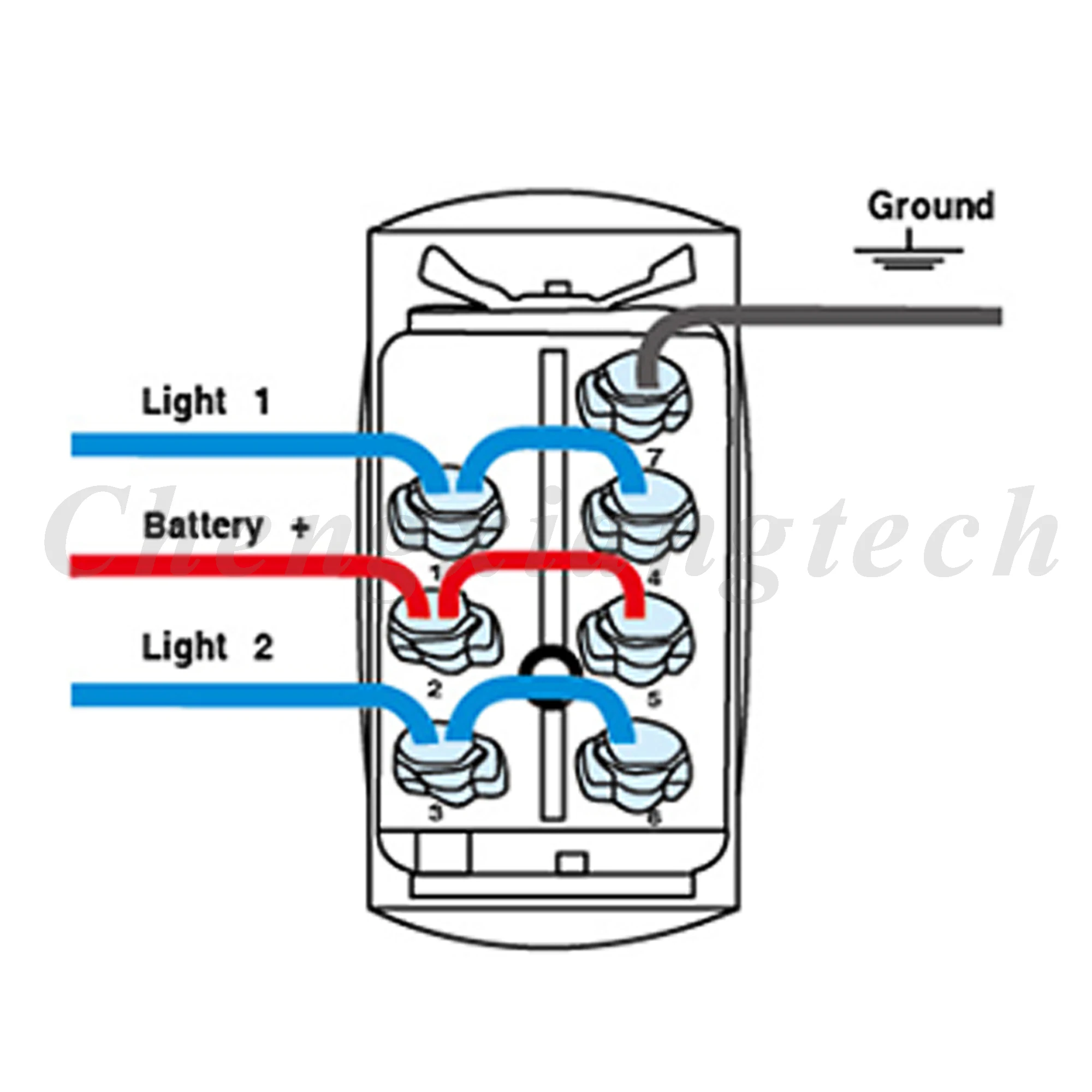 12V 20A Blue LED Waterproof Laser Rocker Switch - IP68 Rated