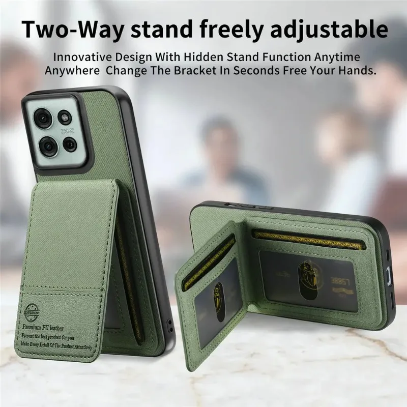 Leather Flip Wallet Case with Card Slot and Stand - Shockproof Cover Holder