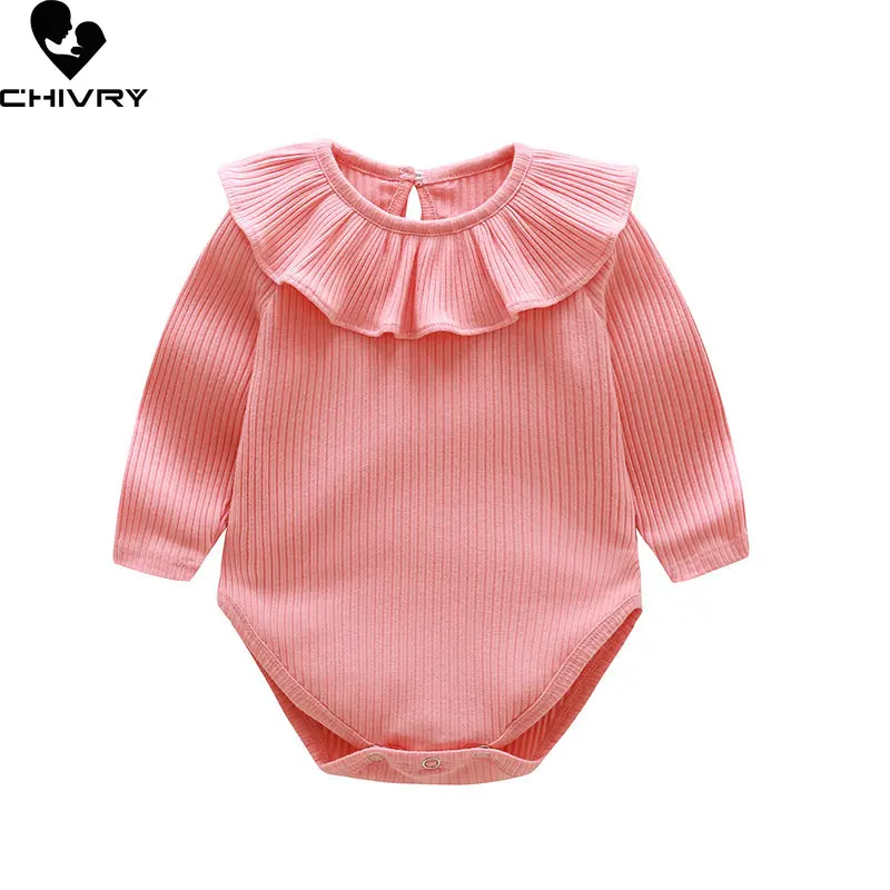 

2023 Newborn Baby Boys Girls Solid Cotton Bodysuits Rompers Spring Autumn Long Sleeve O-neck Toddler Playsuit Infant Clothing