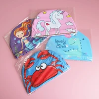 Kids Swimming Cap Lovely Cartoon Bathing Hat Elastic Water Sports Caps Children Diving Surfing Turban Ear Protection Swim Hats 2