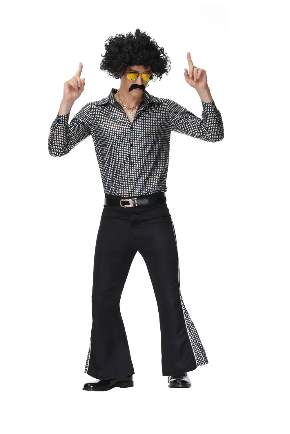 Cosplay Costume Men Festival Costume Set Halloween Retro 70s Hippie