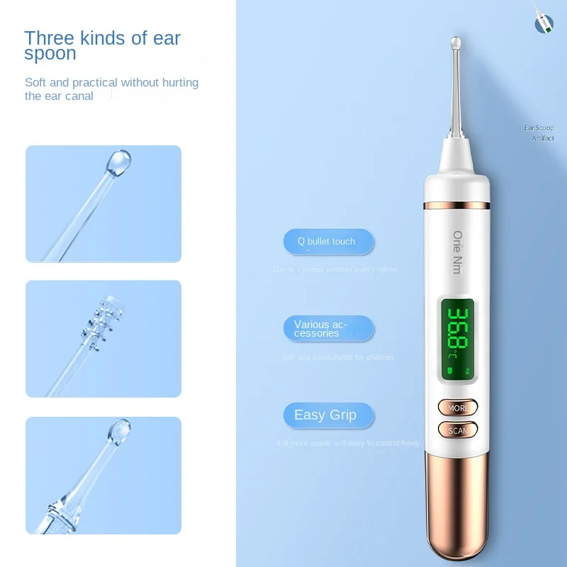 Smart Temperature Earpick Ear Cleaning Luminous Soft Silicone Ear Pick Wireless Charging Ear Cleaner Kit Health Care Adults Kids 3