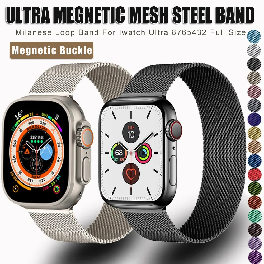 Magnetic Loop Strap For Apple Watch Band 44mm 45mm 40mm 41mm 42mm 38mm 49mm bracelet correa iWatch series se 9 7 3 5 6 8 Ultra watch strap