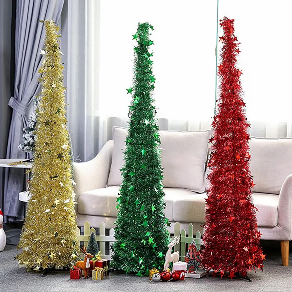 

Reusable Christmas Tree Realistic 5ft Christmas Pencil Tree Glitter Snowflake Decor Stable Base Indoor/outdoor Holiday Xmas Tree