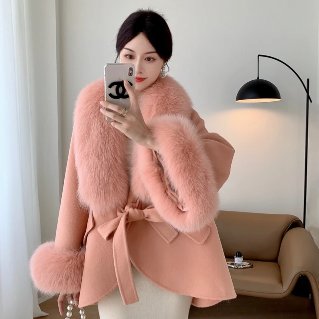 2024 Autumn And Winter New Full Leather Fox Fur Collar Fur