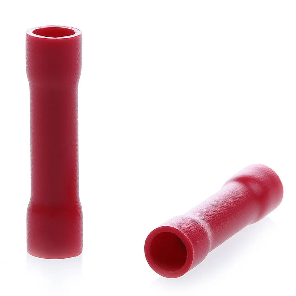 50/100pcs Red Butt Connectors Crimp 22-16 AWG Butt Connector Insulated PVC Wire Butt Splice Connectors 22-16 Gauge