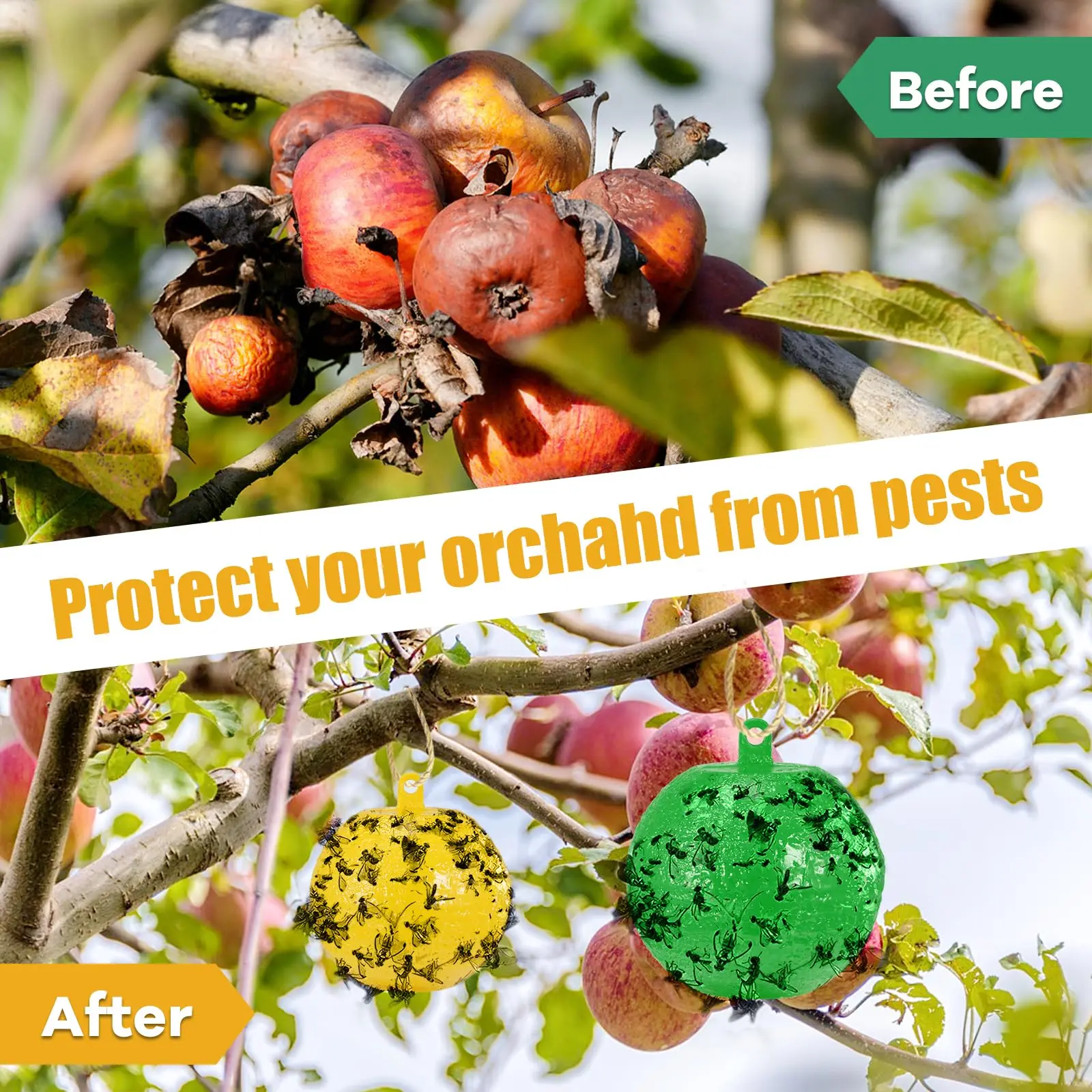 8cm Hanging Ball Fruit Fly Traps for Indoor Outdoor