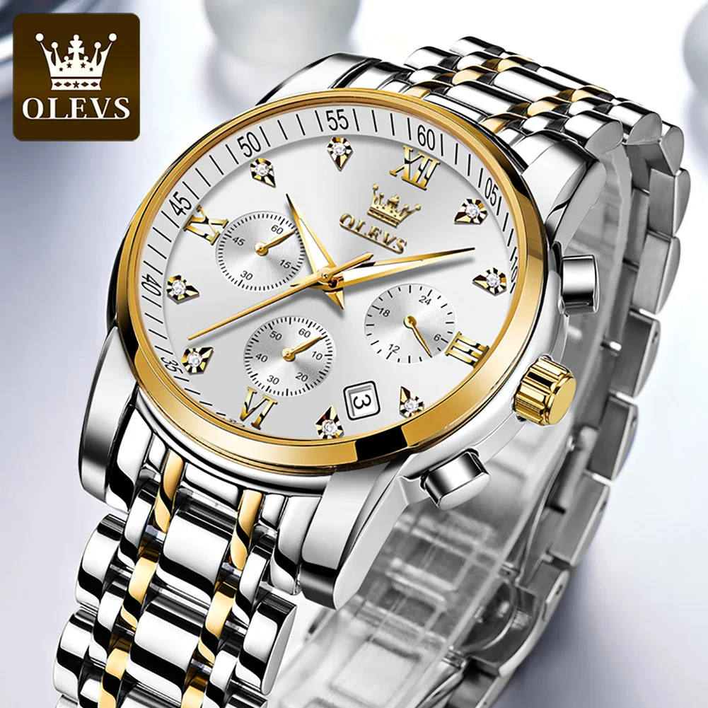 

OLEVS Watch for Men Quartz Wristwatch Date Chronograph Male Sport Waterproof All Steel Clock Sports Waterproof Dive Watch 2858