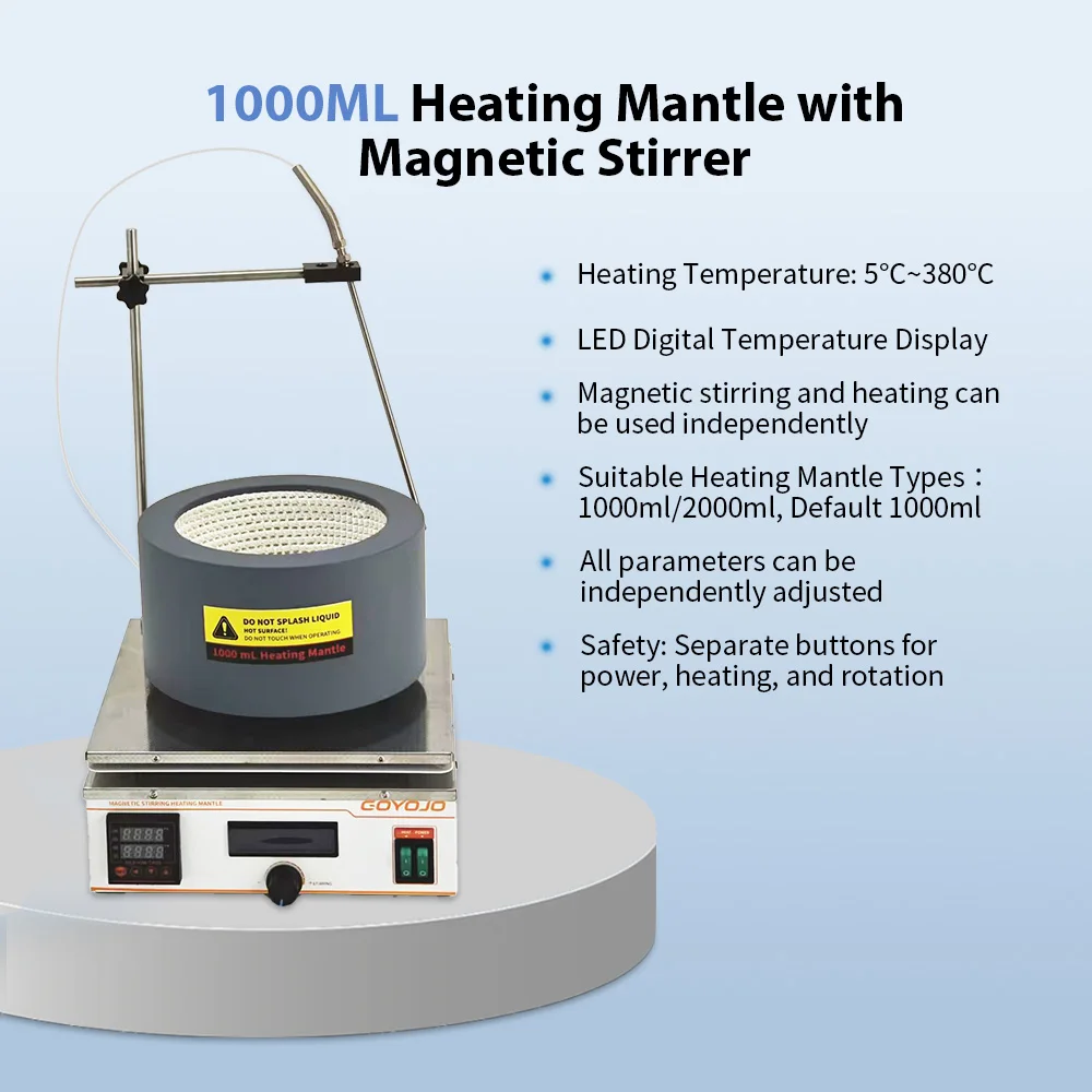2 in 1 Digital Electric Heating Mantle 1000ml Magnetic Stirrer Hot Plate Lab The