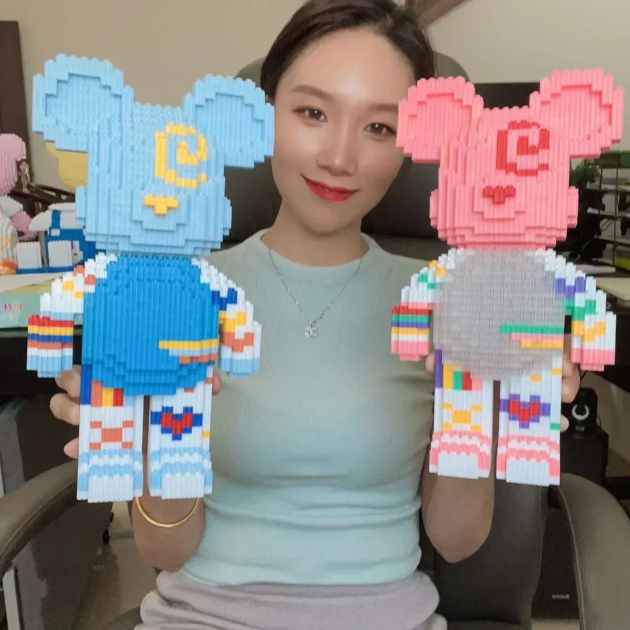 

Гигантский жидкий медведь, мультфильм, любовь, бриллиант, медведь, цветная модель, строительный блок, микро бриллиант, строительный блок, набор подарков