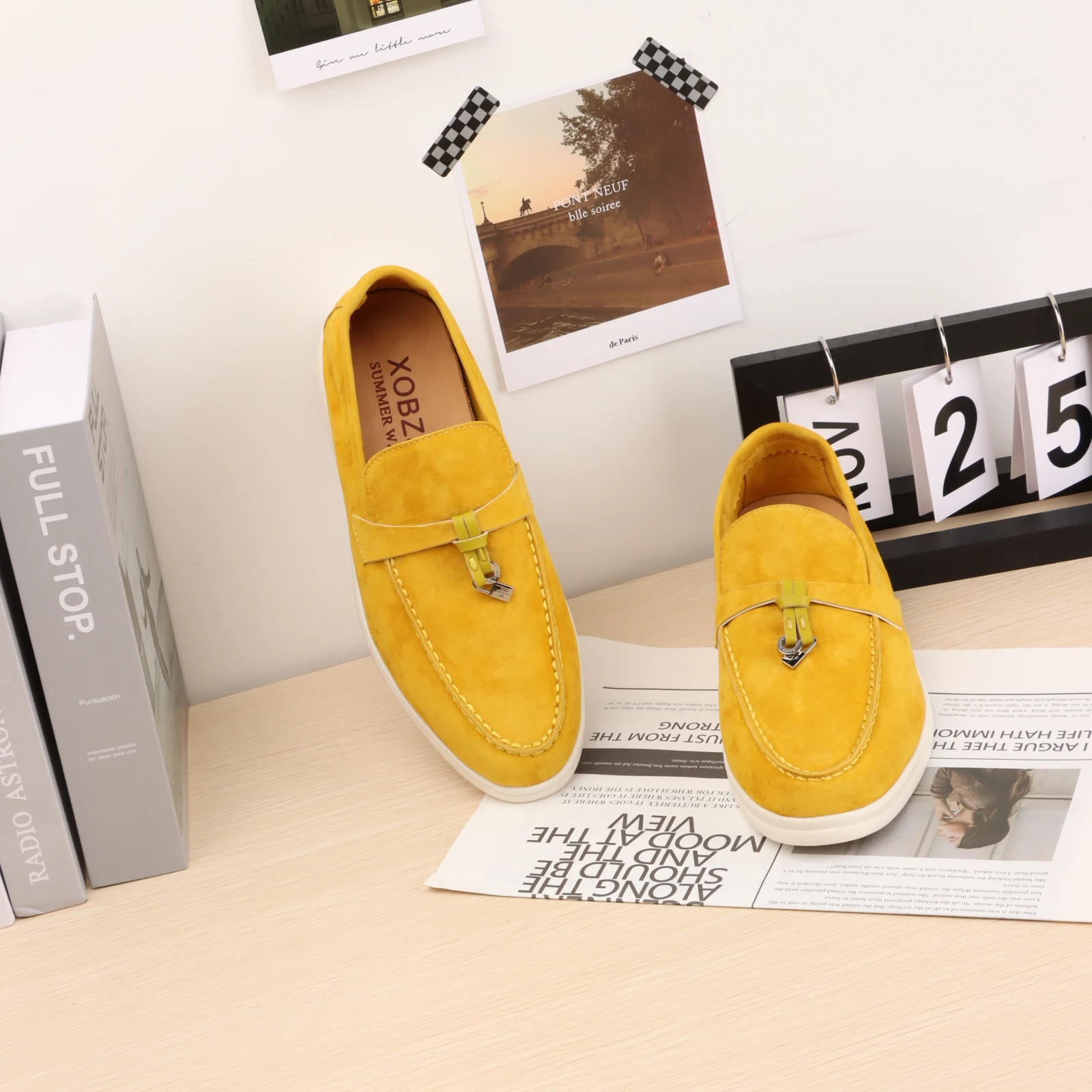 

Shoes For Women 2023 Loafers Luxury Mocasines Designer Sneakers Brown Suede Leather Flats Woman Brand High Quality Blue Shoes