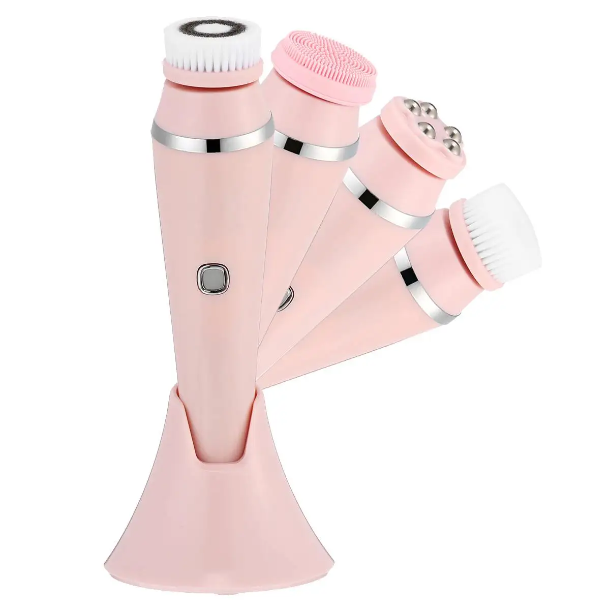 

4 in 1 Silicone Face Cleansing Brush Ultrasonic Vibration Electric Face Cleanser Facial Massage Face Cleaner Brush Deep Cleaning