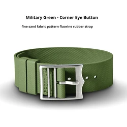 Universal FKM Fluororubber Watch Strap - Premium Durable Design - 21mm (Army green02)