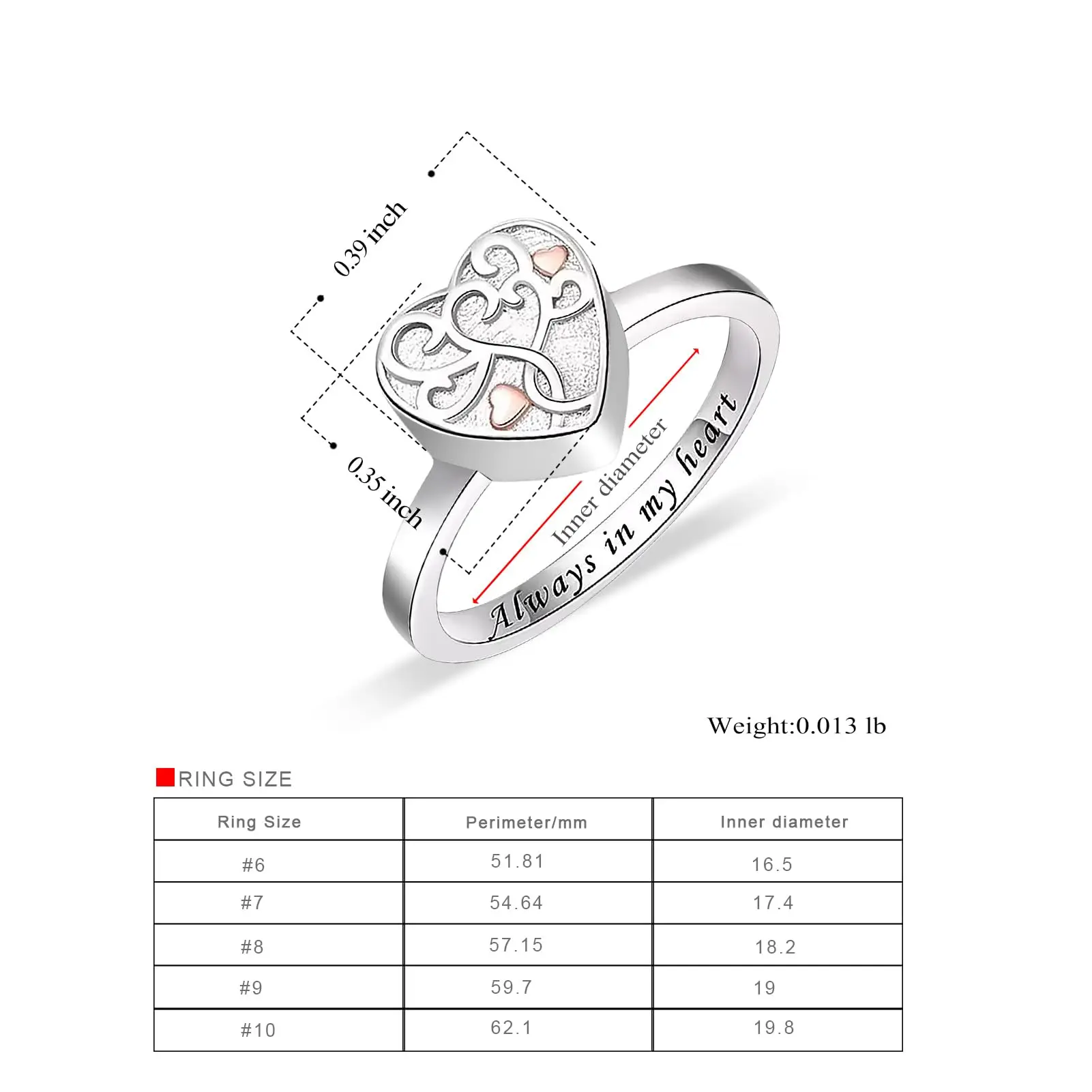 Tree of Life Cremation Ring for Ashes Love Heart Urn Ring for Ashes for Women Memorial Ashes Keepsake Holder Jewelry 2