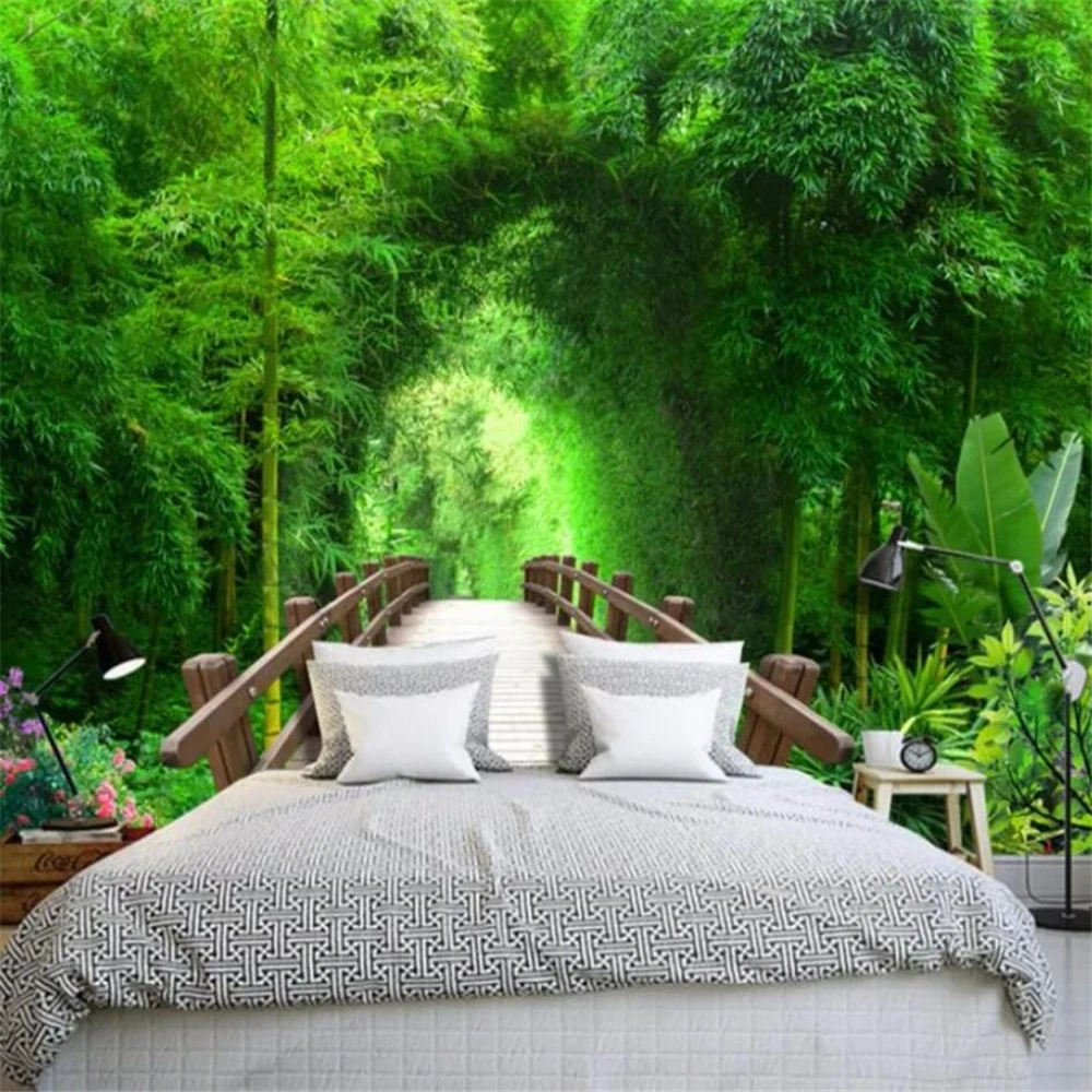 

Custom Bamboo forest tunnel papel de parede para quarto photo wallpaper for walls 3d mural wall papers home decor living room