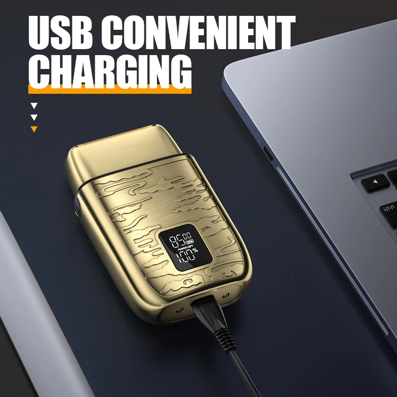 Kemei KM-870 남성용 전기 금속 면도기 LED 디스플레이 조절 가능한 속도 USB 전기 면도기 헤어 면도기