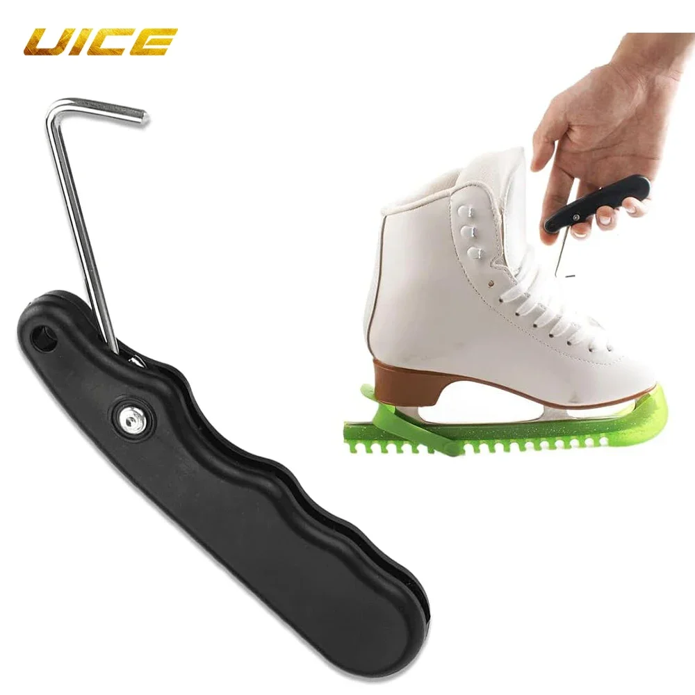 Folding Portable Ice Hockey Skate Lace Tightener Ergonomic With Extended Hook For Figure Roller Sports Black Durable Practical