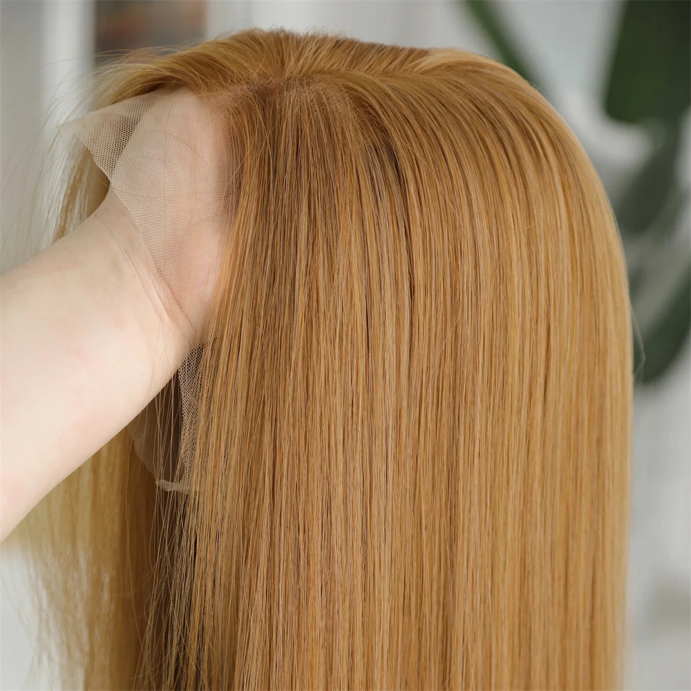 Lace Front Wigs CharmSource 13*6 Orange Synthetic Long Straight with Bands for Women Daily Cosplay High Density Hair