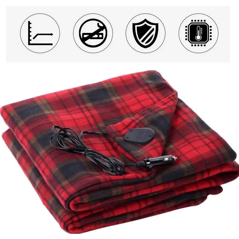 Car Electric Heating Blanket 12V Auto Lattice Energy Saving Warm Electric Blanket For Cold Winters RV Emergency 150 x115cm Throw