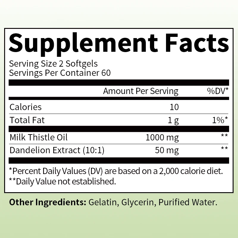 BUNKKA Milk Thistle Capsules 1000mg Dandelion Root Extract Liver Health Support Gut&Immune Health Skin Beauty Liver Function