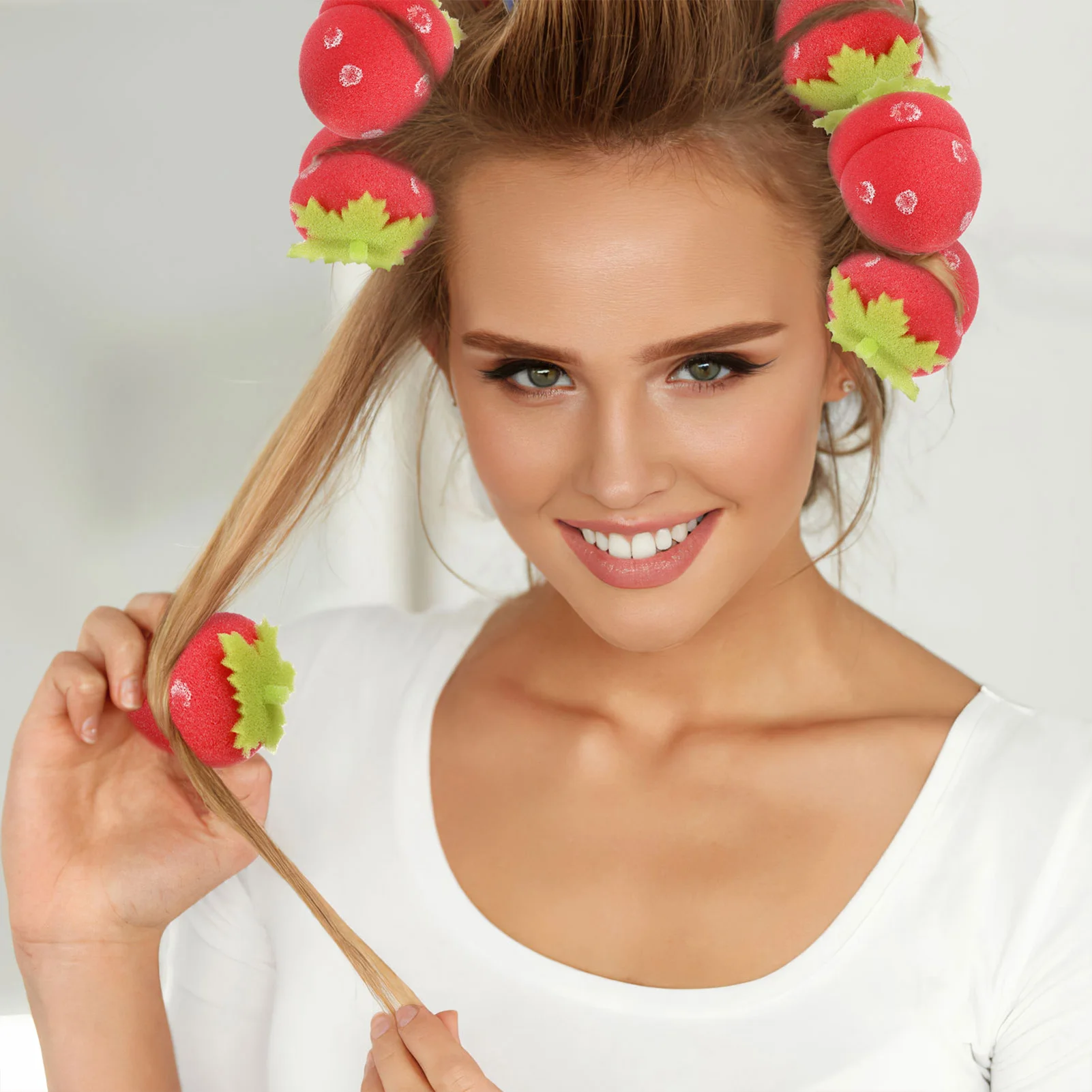 Hair Styling Tool 1/6/12pcs Strawberry Foam Hair Rollers Heatless Sponge Curling For Women Hairstyle