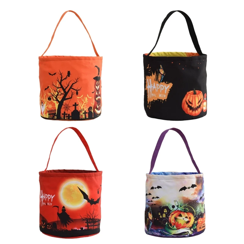 

На Хэллоуин с надписью Trick or Treat сумки, 4 цвета, тканевый материал для детских вечеринок на Хэллоуин