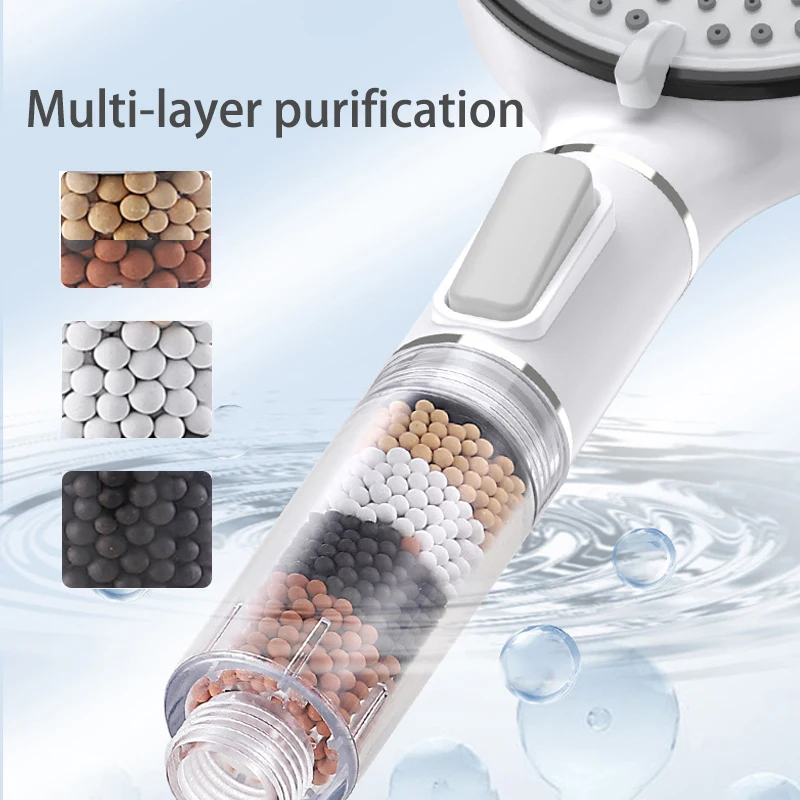 5 Modes Shower Head Anti Limestone Filter Hygienic Remove Calcario Holder Handle Rainfall Spa Hose Set For Bathroom Accessories