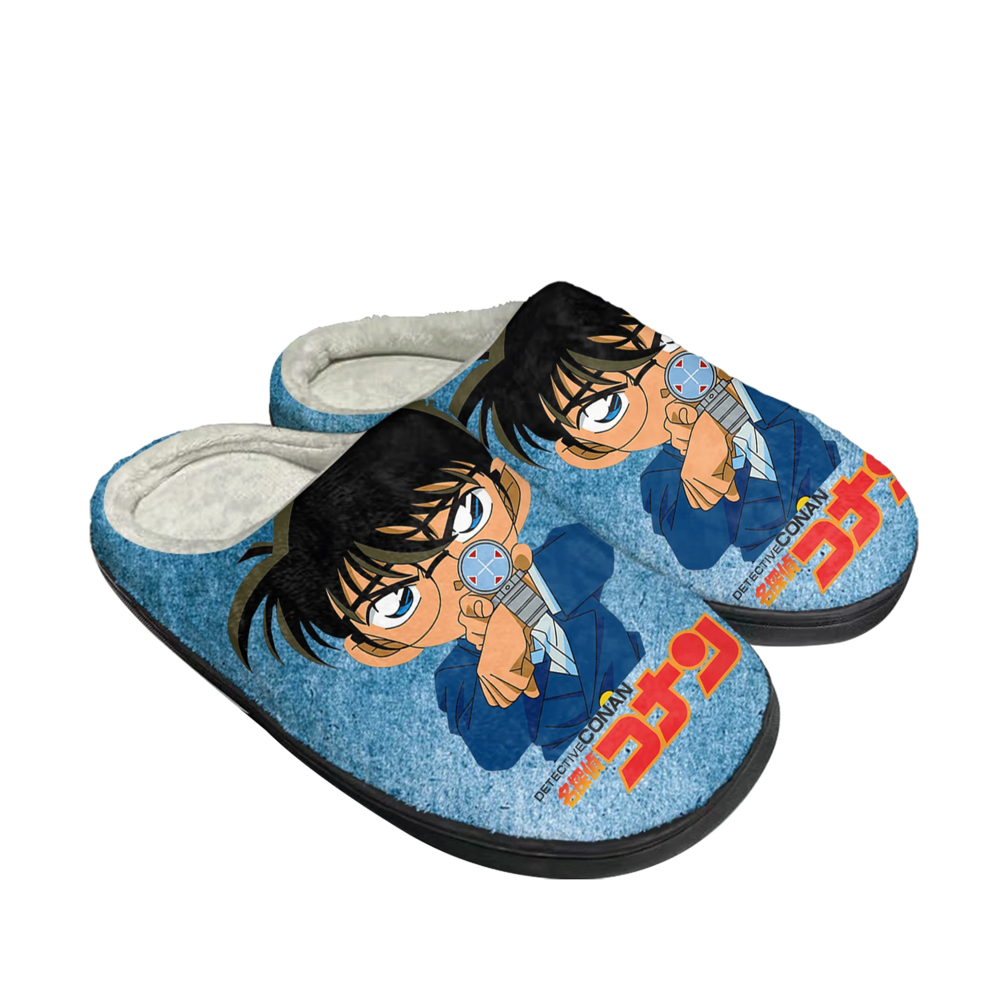 

Домашние хлопковые тапочки Detective Conan с мультяшным рисунком, мужские и женские сандалии, плюшевая спальня, Повседневная сохраняющая тепло обувь, термотапочки
