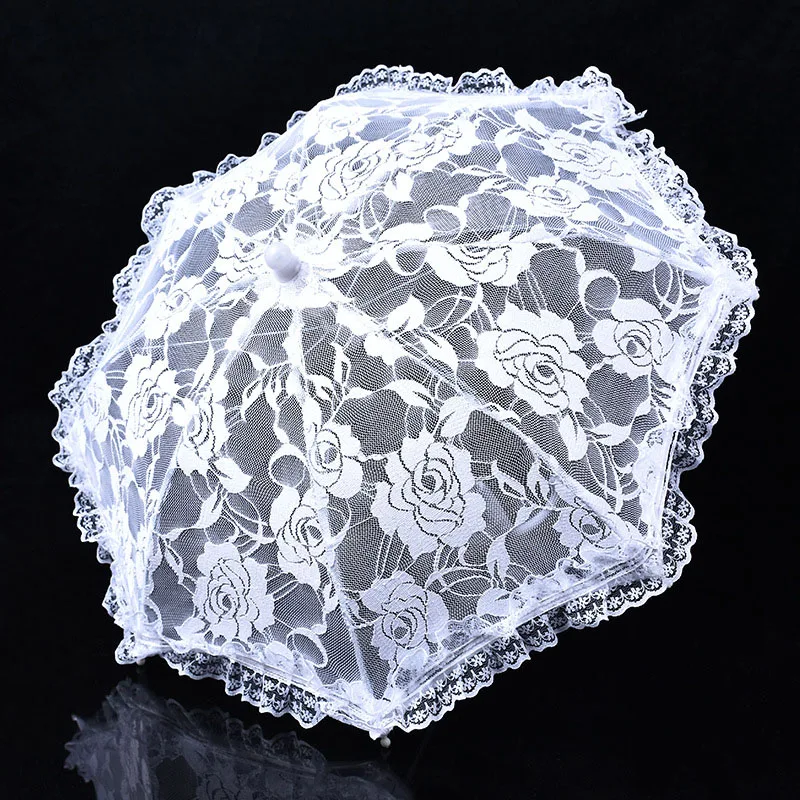 Bride Wedding Umbrella Elegant White Lace Rose Flower Umbrella Bridal Marriage Party Props Photography Stage Perform Supplies mini umbrella