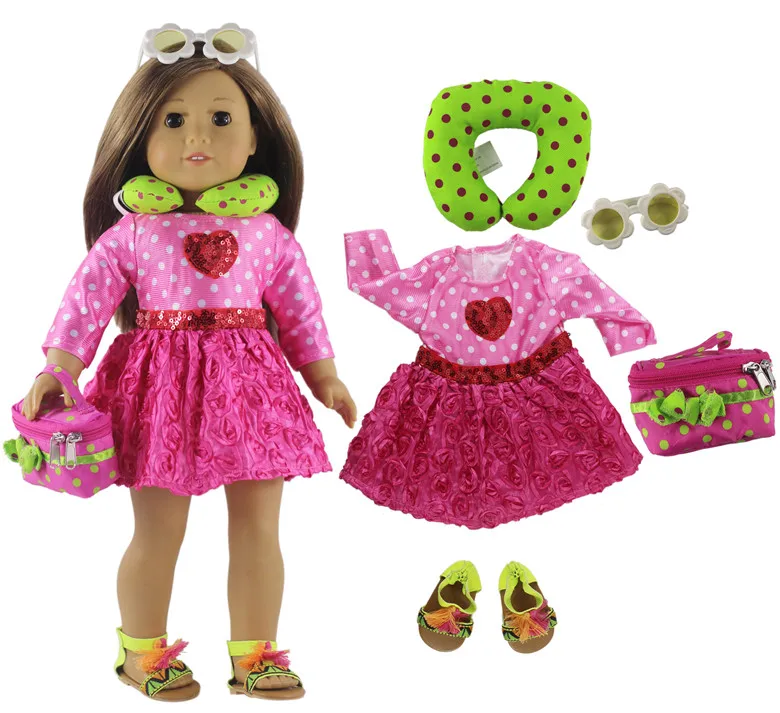 1 Set Doll Clothes Red Flower Dress for 18" inch American Doll Many Style for Choice moana doll Dolls