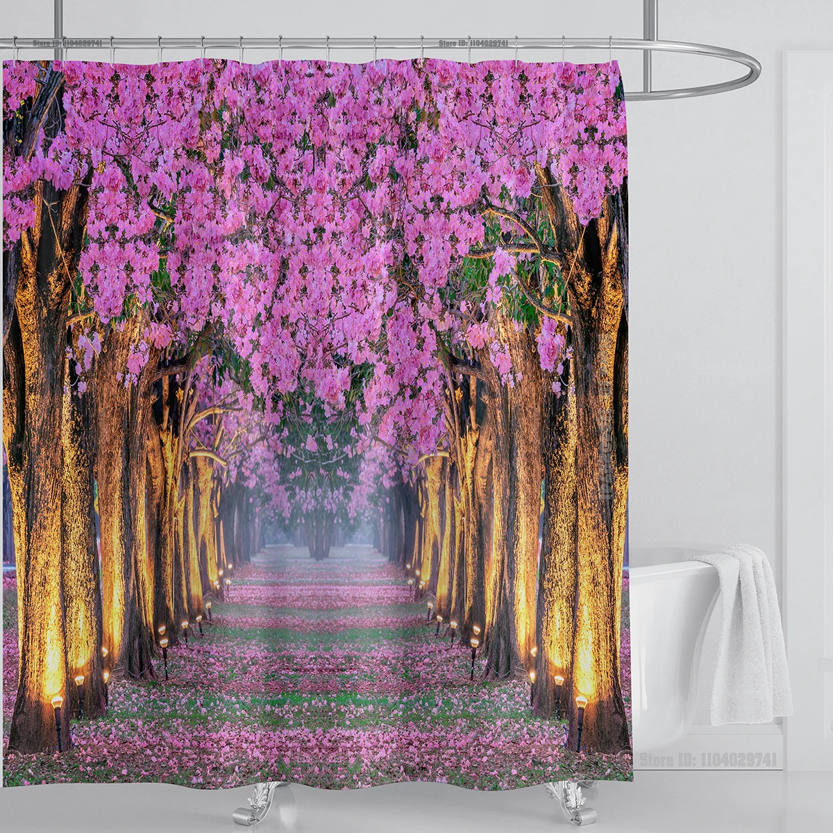Forest Nature Scenery 3d Print Tree View Shower Curtain Waterproof Design  Polyester Home Decoration Bathroom Washable With Hook 4