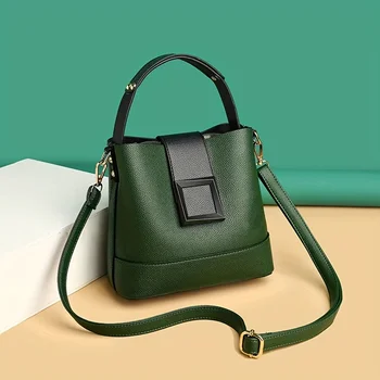 Simple Bucket Bag, Trendy Top Handle Purse, Women's Fashion Hanbag Shoulder Bag, 3