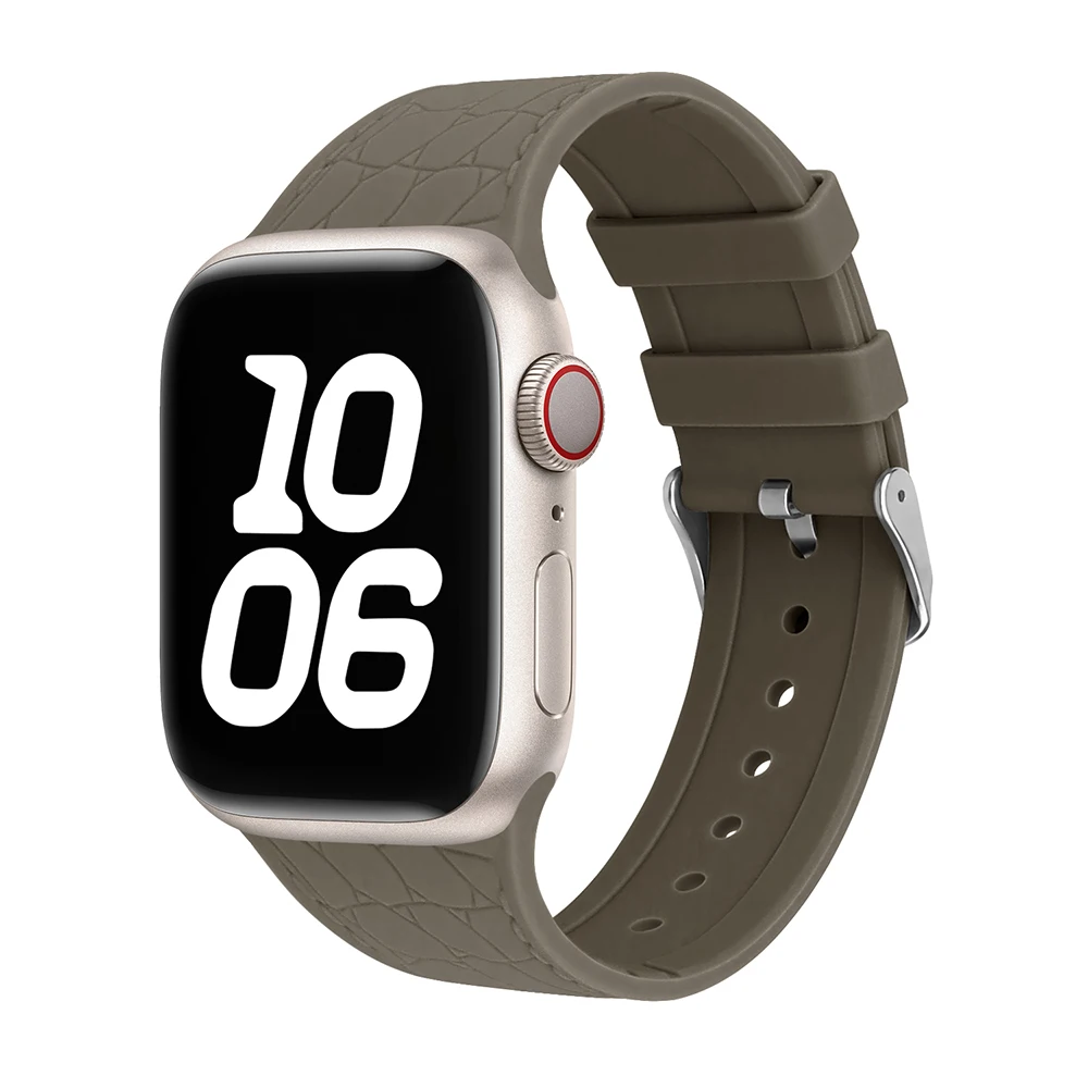 Lychee Silicone Metal Buckle Strap