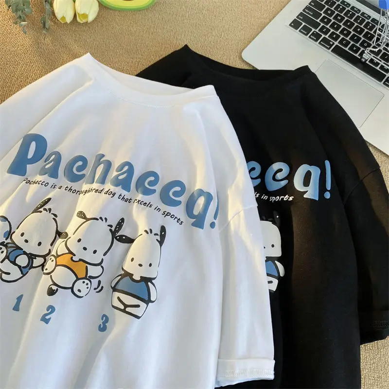Sanrio Kawaii Pochacco T-shirt Sweet Cartoon Print Drop