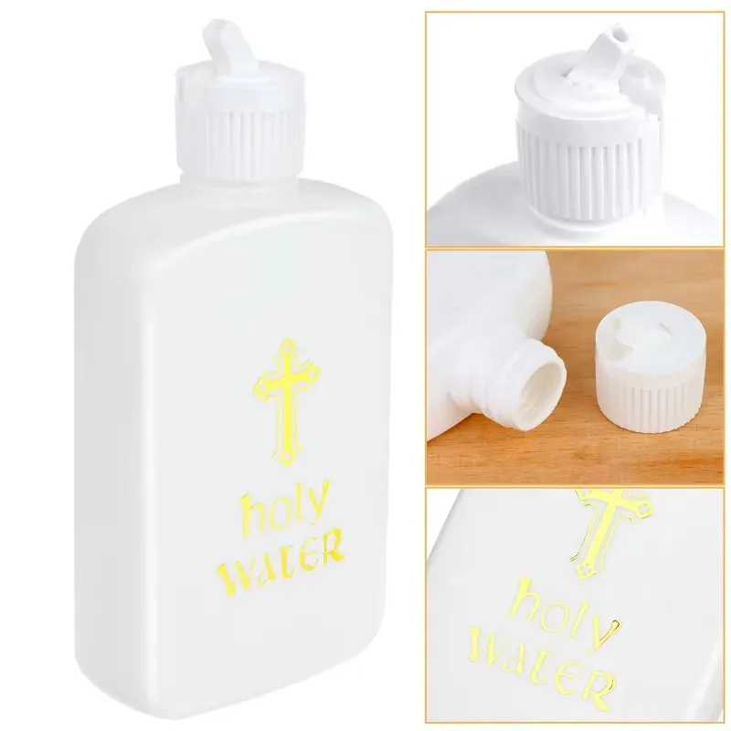 Plastic Holy Water Bottle with Jesus Cross Catholic&Christian Religious Container for Baptism Church Prayer